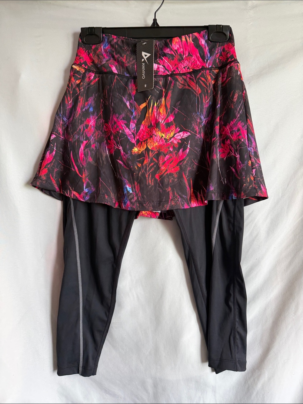 Vivo Black Leggings with Pink & Orange Floral Skirt